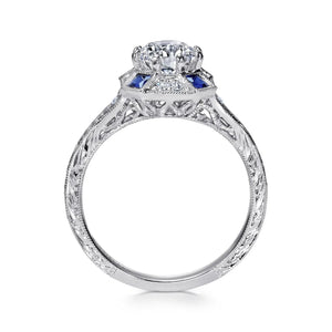 Gabriel & Co. "Girasol" Blue Sapphire Diamond Engagement Ring