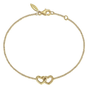 Gabriel & Co. Gold Chain Bracelet with Entwined Hearts