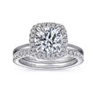 Load image into Gallery viewer, Gabriel &amp; Co. &quot;Graham&quot; Cushion Halo Diamond Engagement Ring
