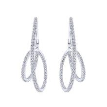 Load image into Gallery viewer, Gabriel &amp; Co. Intricate Twist Hoop Diamond Pave Earrings
