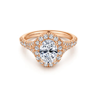 Gabriel & Co. "Kennedy" Oval Halo Diamond Engagement Ring