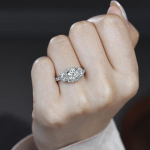 Gabriel & Co. "Lavender" Three Diamond Halo Engagement Ring