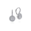 Load image into Gallery viewer, Gabriel &amp; Co. Lever Back Round Pave Cluster Halo Dangle Earrings
