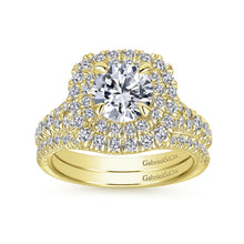 Load image into Gallery viewer, Gabriel &amp; Co. &quot;Lexie&quot; Cushion Shaped Double Halo Diamond Engagement Ring
