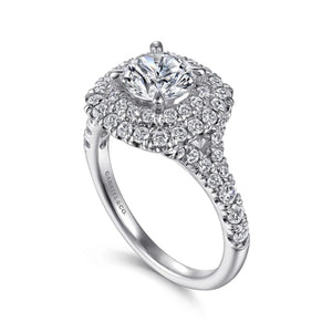 Gabriel & Co. "Lexie" Cushion Shaped Double Halo Diamond Engagement Ring