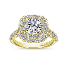 Load image into Gallery viewer, Gabriel &amp; Co. &quot;Lexie&quot; Cushion Shaped Double Halo Diamond Engagement Ring

