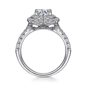 Gabriel & Co. "Lexie" Cushion Shaped Double Halo Diamond Engagement Ring