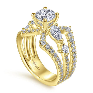 Gabriel & Co. "Lina" Wide Split Shank Diamond Engagement Ring