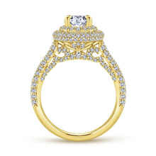 Load image into Gallery viewer, Gabriel &amp; Co. &quot;Lolita&quot; Oval Double Halo Prong Set Diamond Engagement Ring
