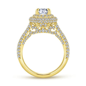 Gabriel & Co. "Lolita" Oval Double Halo Prong Set Diamond Engagement Ring