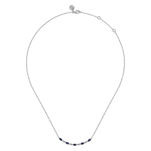 Gabriel & Co. Lusso Blue Sapphire and Diamond Bar Necklace