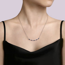 Load image into Gallery viewer, Gabriel &amp; Co. Lusso Blue Sapphire and Diamond Bar Necklace
