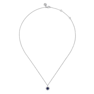 Gabriel & Co. Lusso Blue Sapphire and Diamond Star Pendant