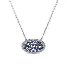Load image into Gallery viewer, Gabriel &amp; Co. Lusso Blue Sapphire &amp; Diamond &quot;Sideways Oval&quot; Necklace
