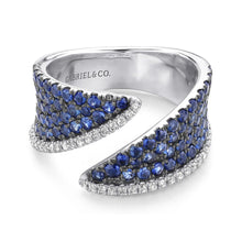 Load image into Gallery viewer, Gabriel &amp; Co. &quot;Lusso&quot; Blue Sapphire &amp; Diamond Wide Band
