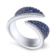 Load image into Gallery viewer, Gabriel &amp; Co. &quot;Lusso&quot; Blue Sapphire &amp; Diamond Wide Band
