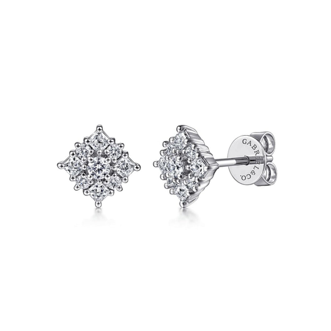 Gabriel & Co. Lusso Bursting Star Diamond Stud Earrings
