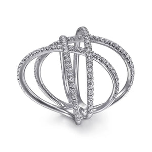 Gabriel & Co. "Lusso" Criss Cross Contemporary Diamond Fashion Ring