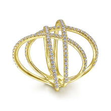 Load image into Gallery viewer, Gabriel &amp; Co. &quot;Lusso&quot; Criss Cross Contemporary Diamond Fashion Ring
