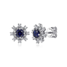 Load image into Gallery viewer, Gabriel &amp; Co. Lusso Diamond and Blue Sapphire Stud Earrings

