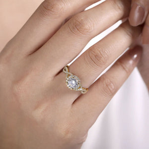 Gabriel & Co. "Marissa" Twist Diamond Halo Engagement Ring