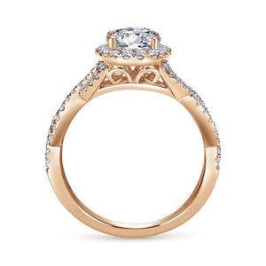 Gabriel & Co. "Marissa" Twist Diamond Halo Engagement Ring