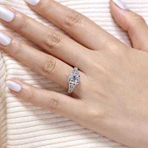 Gabriel & Co. "Marlena" Emerald Cut Halo Diamond Engagement Ring