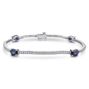 Gabriel & Co. "Midnight Blue Sapphire" and Diamond Tennis Bracelet