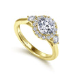 Load image into Gallery viewer, Gabriel &amp; Co. &quot;Noelle&quot; Three Stone Halo Diamond Engagement Ring
