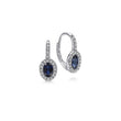 Load image into Gallery viewer, Gabriel &amp; Co. Oval Blue Sapphire &amp; Diamond Halo Drop Earrings
