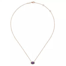 Load image into Gallery viewer, Gabriel &amp; Co. Oval Cut Amethyst &amp; Diamond Halo Pendant
