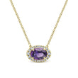Load image into Gallery viewer, Gabriel &amp; Co. Oval Cut Amethyst &amp; Diamond Halo Pendant
