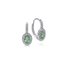 Load image into Gallery viewer, Gabriel &amp; Co. Oval Emerald Diamond Halo Drop Earrings
