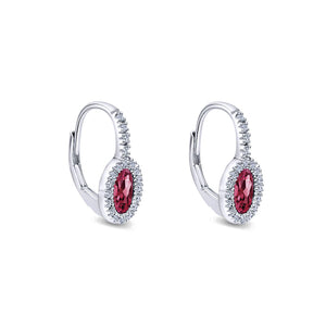 Gabriel & Co. Oval Ruby & Diamond Halo Drop Earrings