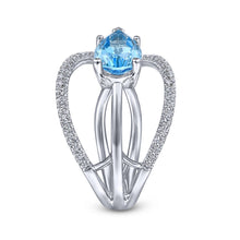 Load image into Gallery viewer, Gabriel &amp; Co. Pear Cut Blue Topaz Multi-Layer Diamond Ring
