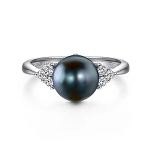 Gabriel & Co. Pearl and Diamond Ring