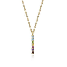 Load image into Gallery viewer, Gabriel &amp; Co. Rainbow Color Gemstone Vertical Pendant
