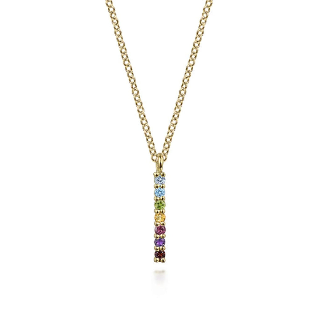 Gabriel & Co. Rainbow Color Gemstone Vertical Pendant