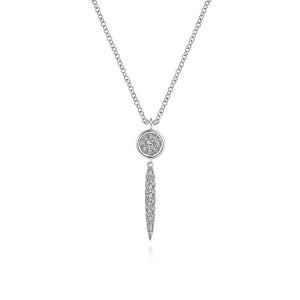Gabriel & Co. Round Cluster Diamond and Spike Drop Pendant Necklace