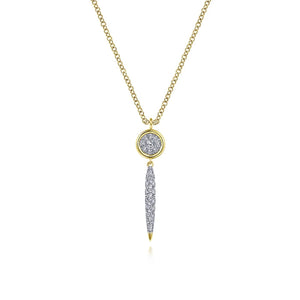 Gabriel & Co. Round Cluster Diamond and Spike Drop Pendant Necklace