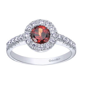 Gabriel & Co. Round Cut Gemstone & Diamond Halo Fashion Ring