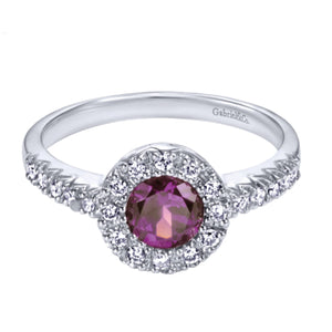 Gabriel & Co. Round Cut Gemstone & Diamond Halo Fashion Ring