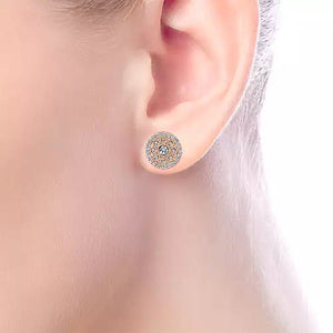 Gabriel & Co. Round Diamond Cluster Filigree Earrings