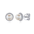 Load image into Gallery viewer, Gabriel &amp; Co. Round Diamond Halo Pearl Stud Earrings
