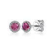 Load image into Gallery viewer, Gabriel &amp; Co. Ruby &amp; Diamond Halo Stud Earrings

