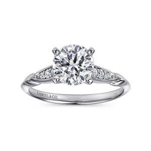 Gabriel & Co. Sculptured Shoulder Diamond Engagement Ring