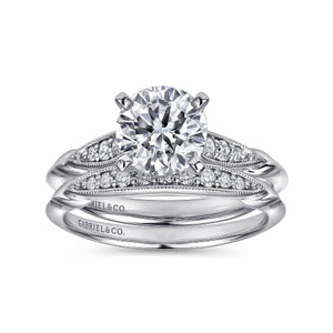Gabriel & Co. Sculptured Shoulder Diamond Engagement Ring