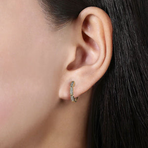 Gabriel & Co. Segmented Milgrain Bordered "Huggie" Diamond Earrings