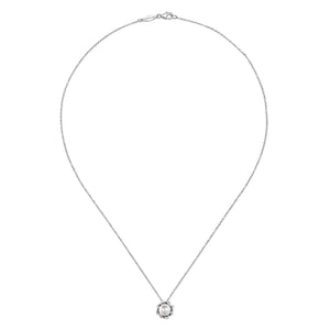 Gabriel & Co. Silver Swirling Cultured Pearl Pendant Necklace