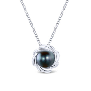 Gabriel & Co. Silver Swirling Cultured Pearl Pendant Necklace